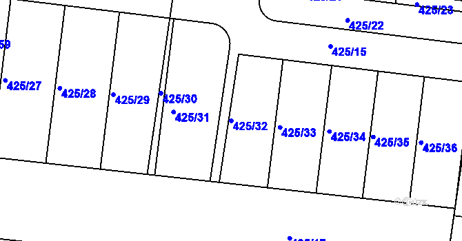 Parcela st. 425/32 v KÚ Líbeznice, Katastrální mapa