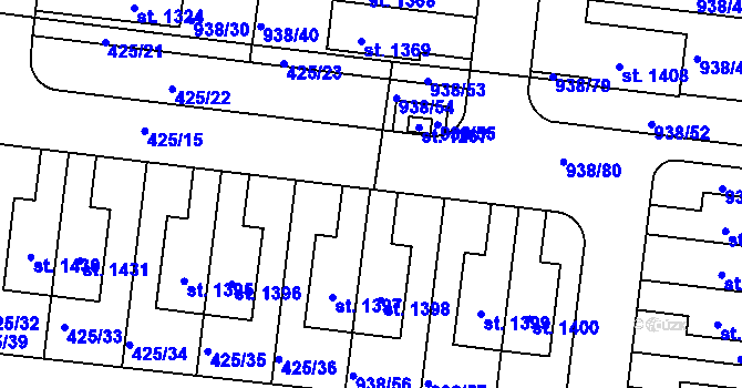 Parcela st. 425/37 v KÚ Líbeznice, Katastrální mapa
