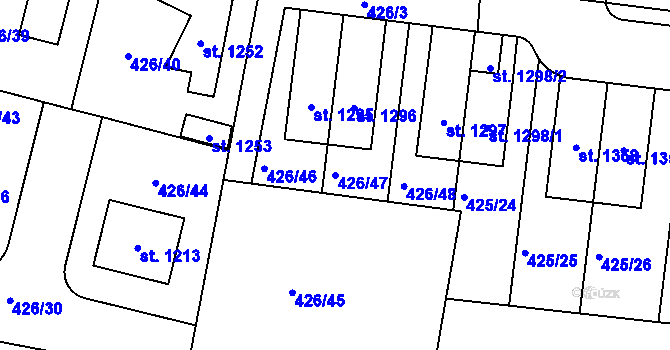 Parcela st. 426/47 v KÚ Líbeznice, Katastrální mapa