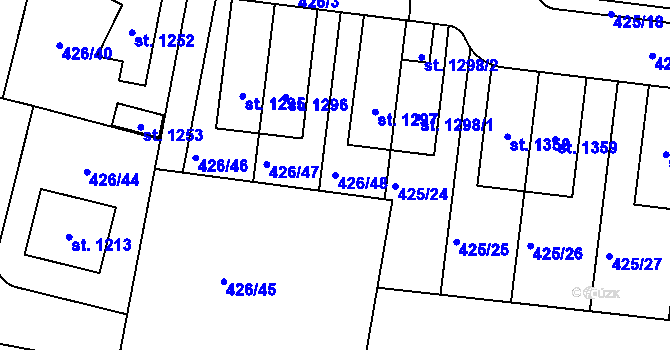 Parcela st. 426/48 v KÚ Líbeznice, Katastrální mapa