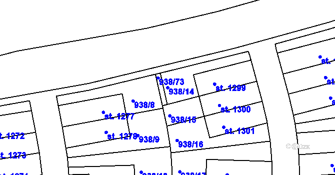 Parcela st. 938/14 v KÚ Líbeznice, Katastrální mapa
