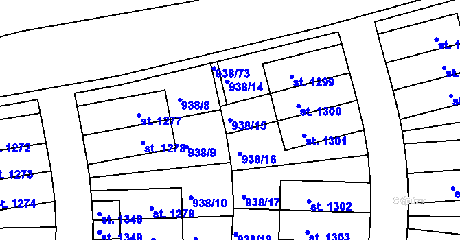 Parcela st. 938/15 v KÚ Líbeznice, Katastrální mapa