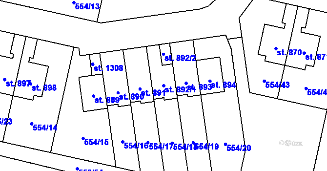 Parcela st. 892/1 v KÚ Líbeznice, Katastrální mapa
