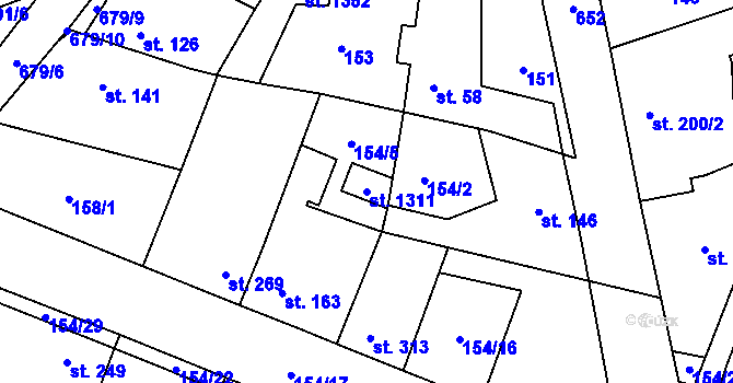 Parcela st. 1311 v KÚ Líbeznice, Katastrální mapa