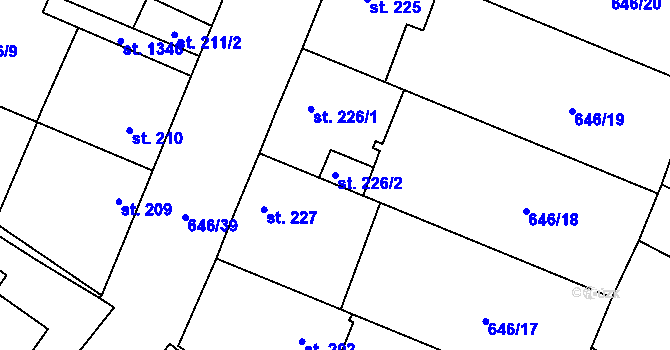 Parcela st. 226/2 v KÚ Líbeznice, Katastrální mapa