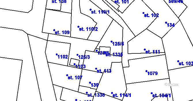 Parcela st. 125/6 v KÚ Líbeznice, Katastrální mapa