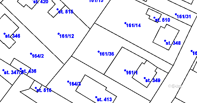 Parcela st. 161/36 v KÚ Líbeznice, Katastrální mapa