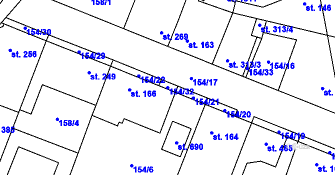 Parcela st. 154/32 v KÚ Líbeznice, Katastrální mapa