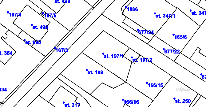Parcela st. 197/1 v KÚ Líbeznice, Katastrální mapa