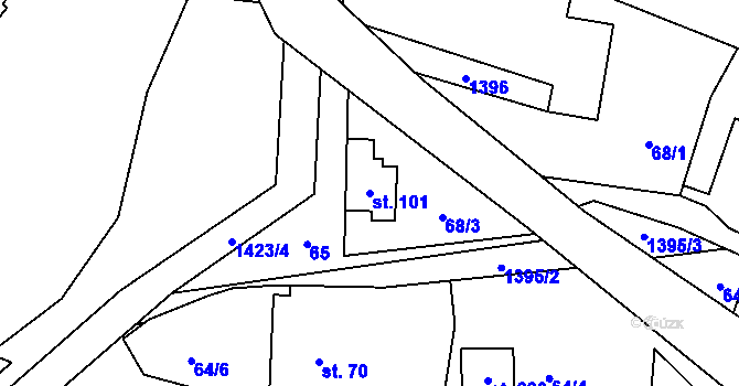 Parcela st. 101 v KÚ Libež, Katastrální mapa