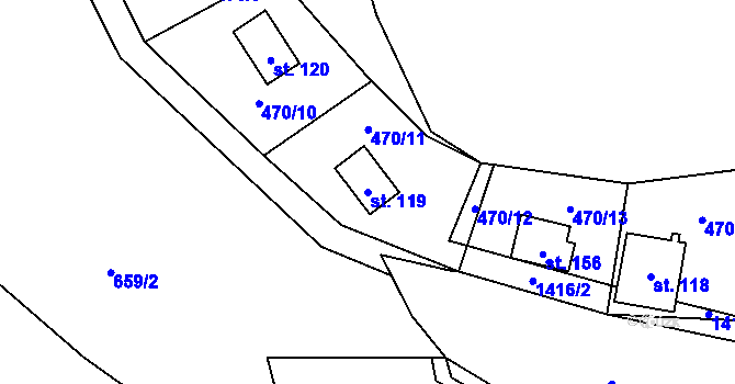 Parcela st. 119 v KÚ Libež, Katastrální mapa