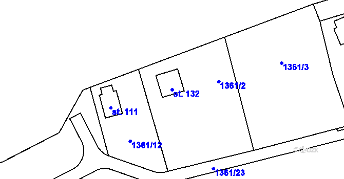 Parcela st. 132 v KÚ Libež, Katastrální mapa