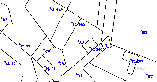 Parcela st. 2/3 v KÚ Libež, Katastrální mapa