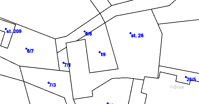 Parcela st. 19 v KÚ Libež, Katastrální mapa