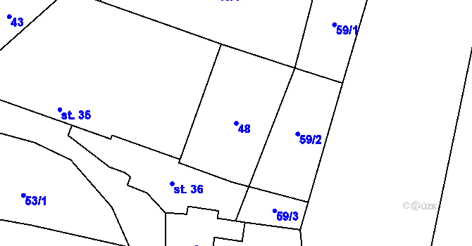 Parcela st. 48 v KÚ Libež, Katastrální mapa
