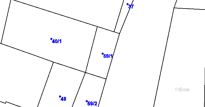 Parcela st. 59/1 v KÚ Libež, Katastrální mapa