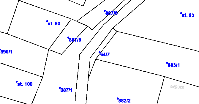 Parcela st. 64/7 v KÚ Libež, Katastrální mapa