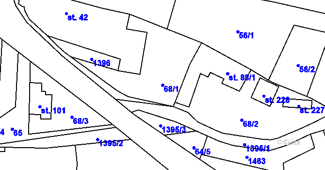 Parcela st. 68/1 v KÚ Libež, Katastrální mapa