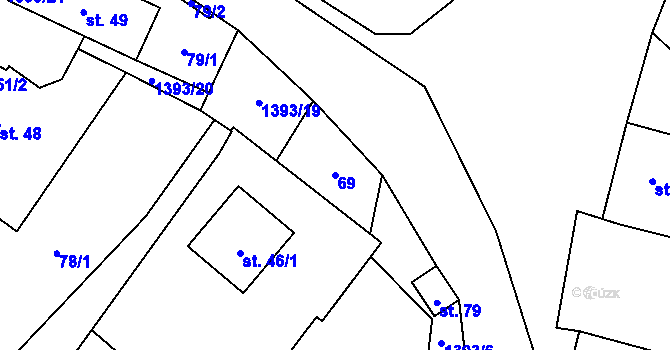 Parcela st. 69 v KÚ Libež, Katastrální mapa