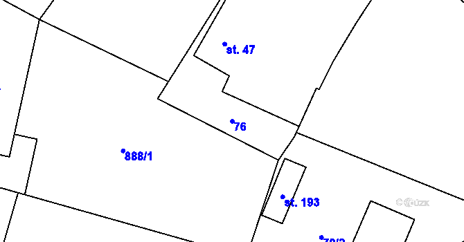 Parcela st. 76 v KÚ Libež, Katastrální mapa
