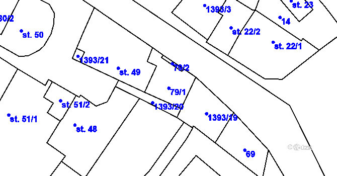 Parcela st. 79 v KÚ Libež, Katastrální mapa
