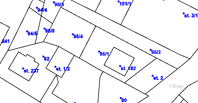 Parcela st. 95/1 v KÚ Libež, Katastrální mapa