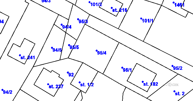 Parcela st. 95/4 v KÚ Libež, Katastrální mapa