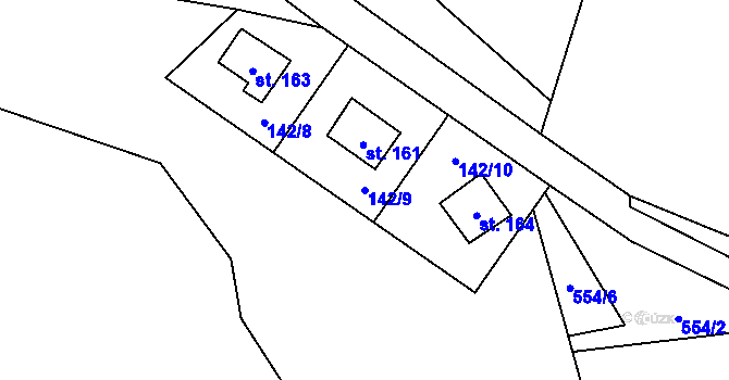 Parcela st. 142/9 v KÚ Libež, Katastrální mapa