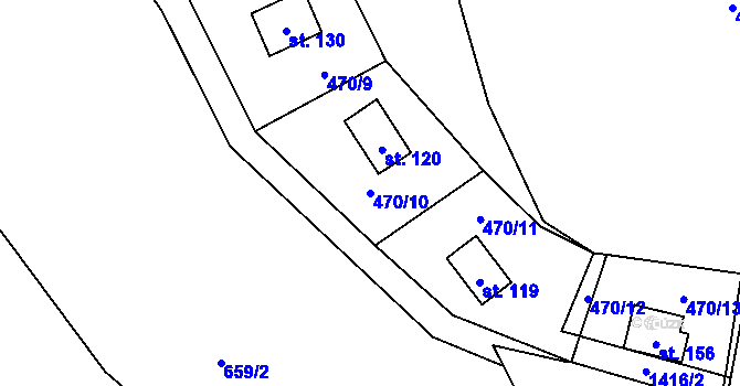 Parcela st. 470/10 v KÚ Libež, Katastrální mapa