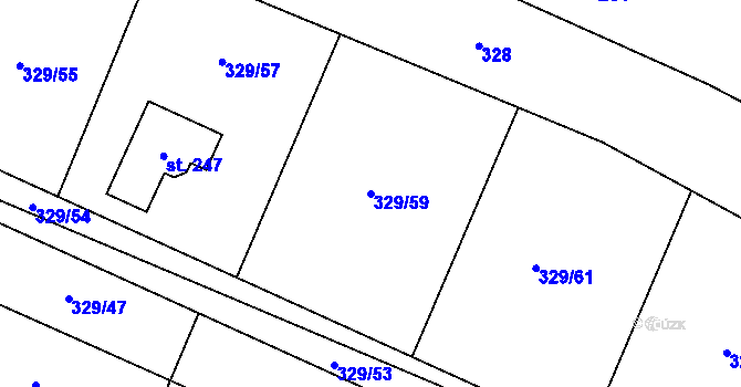 Parcela st. 329/59 v KÚ Libež, Katastrální mapa