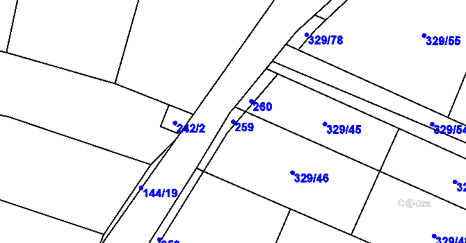 Parcela st. 259 v KÚ Libež, Katastrální mapa