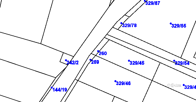 Parcela st. 260 v KÚ Libež, Katastrální mapa