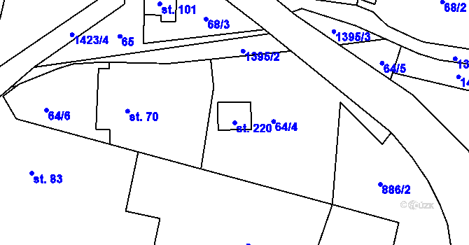 Parcela st. 220 v KÚ Libež, Katastrální mapa
