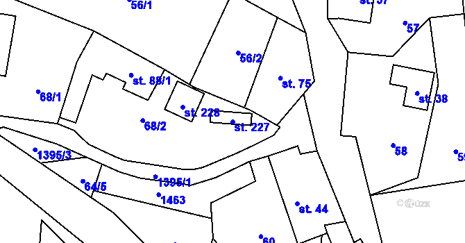 Parcela st. 227 v KÚ Libež, Katastrální mapa