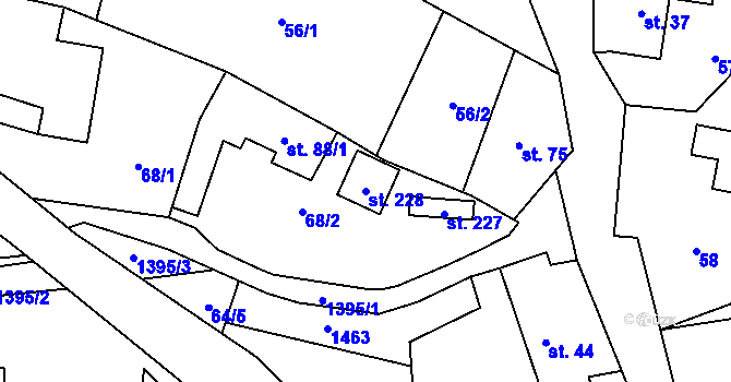 Parcela st. 228 v KÚ Libež, Katastrální mapa