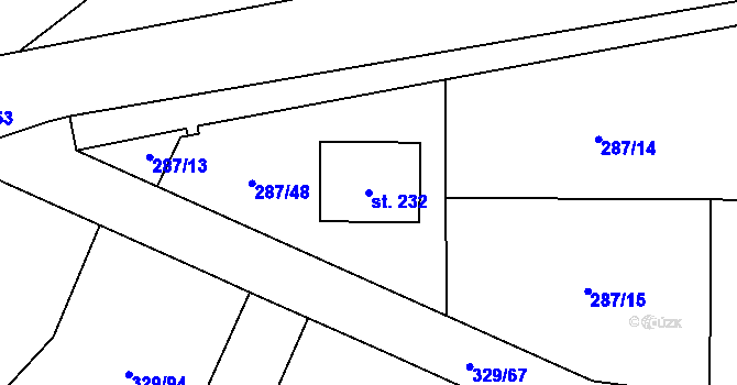 Parcela st. 232 v KÚ Libež, Katastrální mapa
