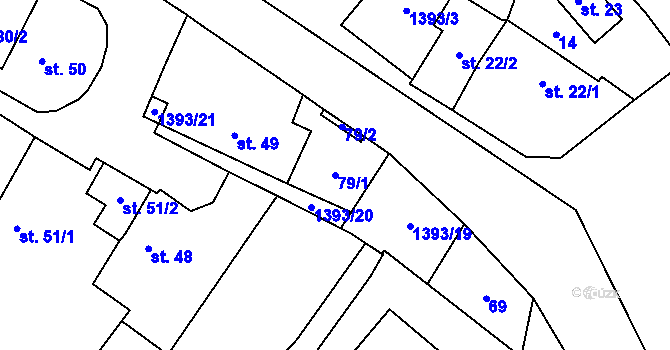 Parcela st. 79/1 v KÚ Libež, Katastrální mapa