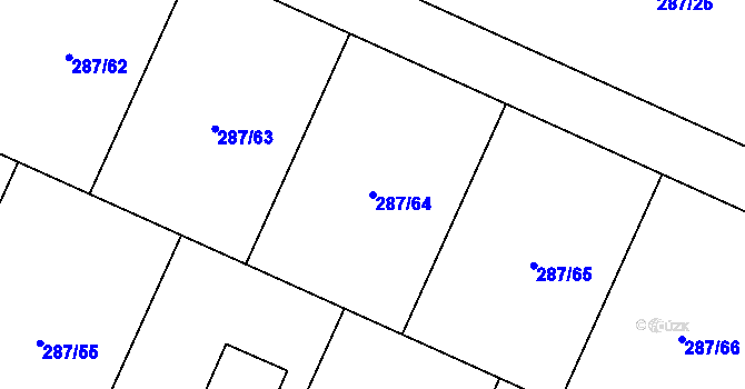 Parcela st. 287/64 v KÚ Libež, Katastrální mapa