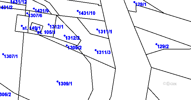 Parcela st. 1311/3 v KÚ Libež, Katastrální mapa