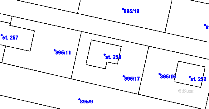 Parcela st. 258 v KÚ Libež, Katastrální mapa