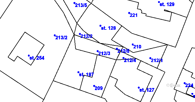 Parcela st. 212/3 v KÚ Libhošť, Katastrální mapa