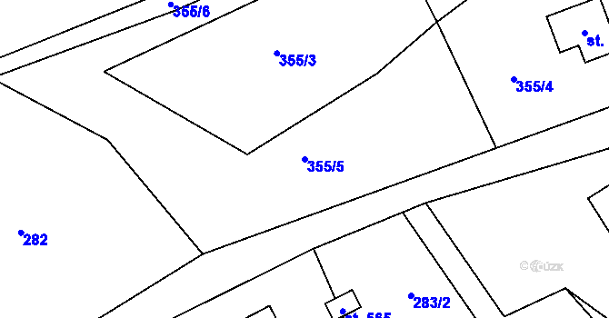 Parcela st. 355/5 v KÚ Libhošť, Katastrální mapa
