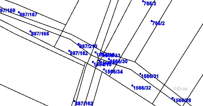 Parcela st. 1566/33 v KÚ Libhošť, Katastrální mapa