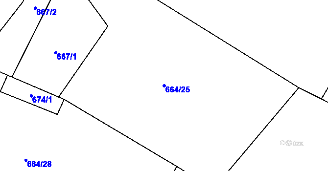 Parcela st. 664/25 v KÚ Libhošť, Katastrální mapa