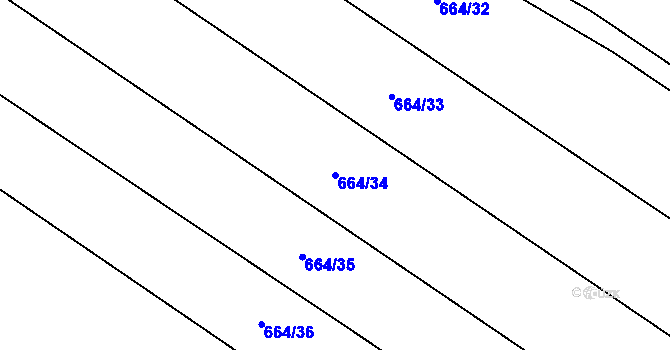 Parcela st. 664/34 v KÚ Libhošť, Katastrální mapa