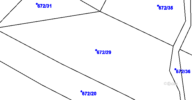 Parcela st. 672/29 v KÚ Libhošť, Katastrální mapa