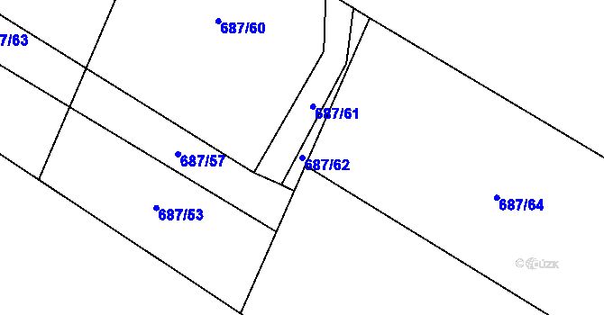 Parcela st. 687/62 v KÚ Libhošť, Katastrální mapa