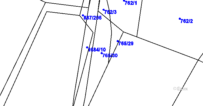 Parcela st. 765/30 v KÚ Libhošť, Katastrální mapa