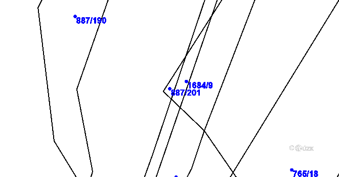 Parcela st. 887/201 v KÚ Libhošť, Katastrální mapa