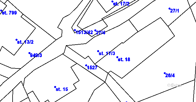 Parcela st. 17/3 v KÚ Libhošť, Katastrální mapa